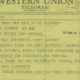 Telegram: 1955 March 28