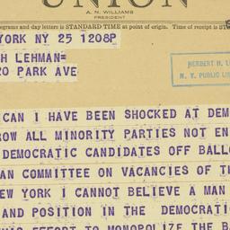 Telegram: 1946 September 25