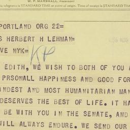Telegram: 1956 August 22