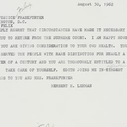 Telegram: 1962 August 30