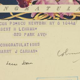 Telegram: 1950 November 8