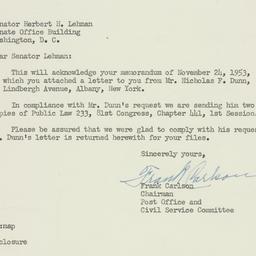 Letter: 1953 November 30