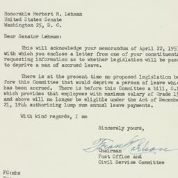 Letter: 1953 May 1