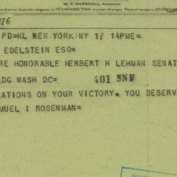 Telegram: 1956 May 17