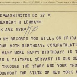 Telegram: 1958 March 27