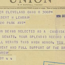 Telegram: 1950 September 8