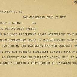 Telegram: 1954 January 21