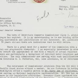 Letter: 1950 May 13