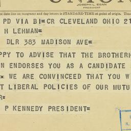 Telegram: 1949 September 21