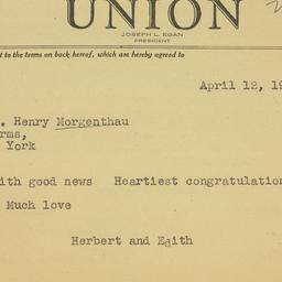 Telegram: 1947 April 12