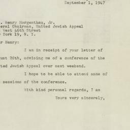 Letter: 1947 September 1