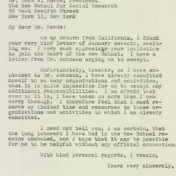 Telegram: 1947 January 18
