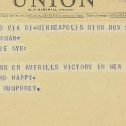 Telegram: 1954 November 3