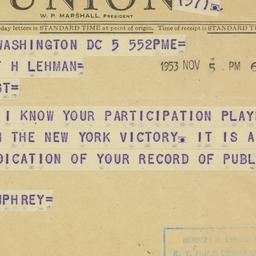 Telegram: 1953 November 5