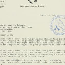 Letter: 1941 March 20