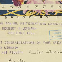 Telegram: 1950 November 8