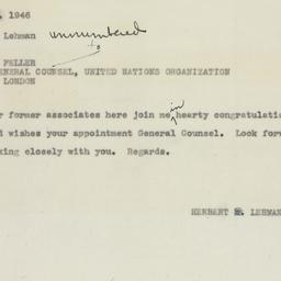 Telegram: 1946 February 19