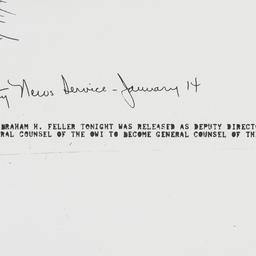 Press Release: 1944 January 14