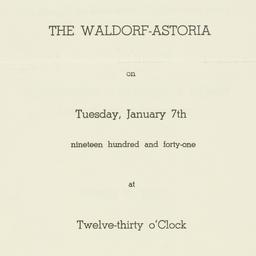 Invitation: 1941 January 7
