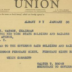 Telegram: 1941 January 30