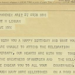 Telegram: 1963 March 27