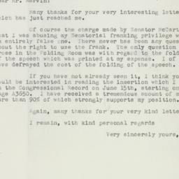 Letter: 1953 June 19