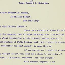 Letter: 1925 November 9