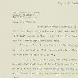 Letter: 1925 August 1
