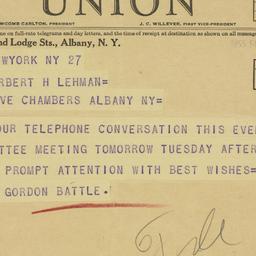 Telegram: 1933 February 28
