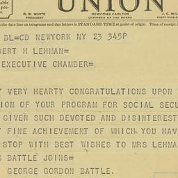 Telegram: 1937 February 23