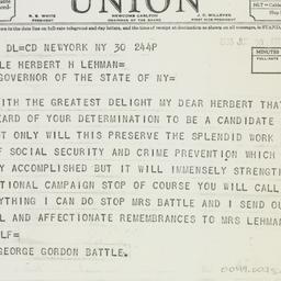 Telegram: 1936 June 30