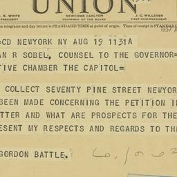 Telegram: 1937 August 19