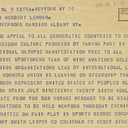 Telegram: 1936 July 1