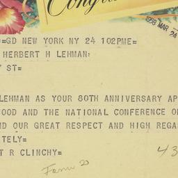 Telegram: 1958 March 24