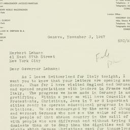 Letter: 1947 November 3