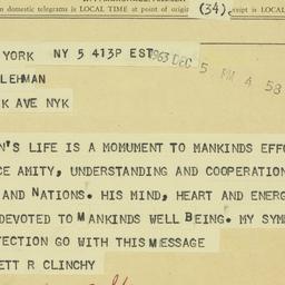 Telegram: 1963 December 5