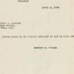 Telegram: 1948 April 6