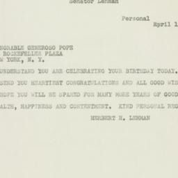 Telegram: 1950 April 1