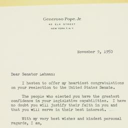 Letter: 1950 November 9