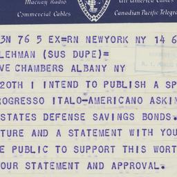 Telegram: 1941 July 14