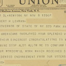 Telegram: 1934 November 8