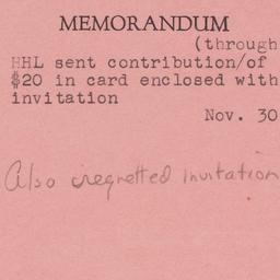Memorandum: 1951 November 30