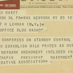 Telegram: 1950 August 25