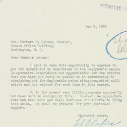 Letter: 1950 May 8