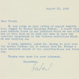 Letter: 1943 August 23