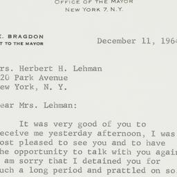 Letter: 1964 December 11