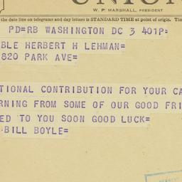 Telegram: 1950 November 3