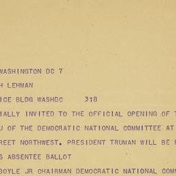 Telegram: 1950 September 8