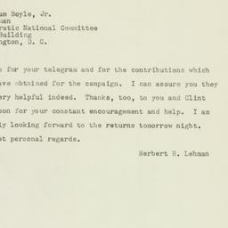 Telegram: 1950 November 6