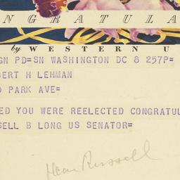 Telegram: 1950 November 8